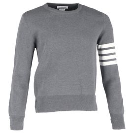 Pullover 4-Bar Thom Browne in cotone grigio Grigio