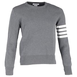 Thom Browne 4-Bar Pullover in Grey Cotton Grey