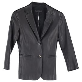 The Row Single-Breasted Jacket in Black Leather Black
