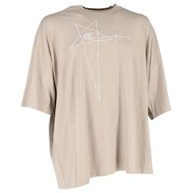 Rick Owens-Rick Owens x Champion® Cotton T-Shirt in Beige Cotton-Beige