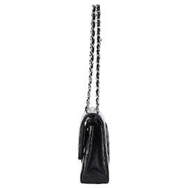 Chanel-Chanel Classic Medium Double Flap Shoulder Bag in Black Lamb Leather-Black