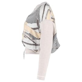 Hermès-Hermes Drawstring Printed Sweater in Grey Silk-Grey