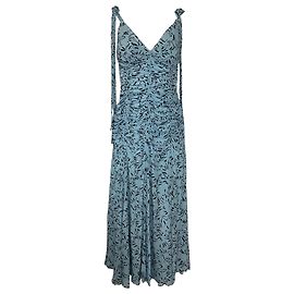 Proenza Schouler Midikleid mit Blattdruck aus hellblauer Viskose Blau Hellblau