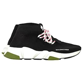 Balenciaga-Balenciaga Lace Up Speed Sneakers in Black Polyester-Black