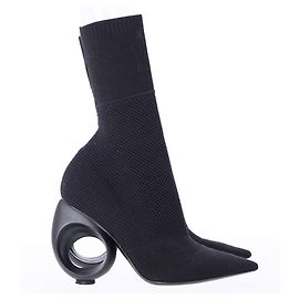 Burberry Kimberley Pointed Toe Ankle Boots in Black Knit Stretch Fabric Black