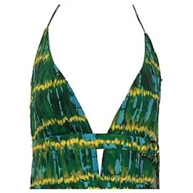 Altuzarra-Altuzarra Winda Double-belted Pleated Tie-dyed Maxi Dress In Butterscotch Blue Green Polyester-Green