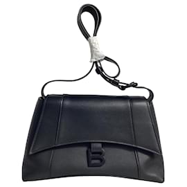 Balenciaga-Balenciaga Small Downtown Shoulder Bag in Black Leather-Black
