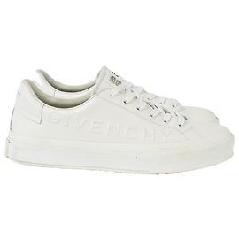 Baskets Logo Givenchy City Sport en cuir blanc Blanc