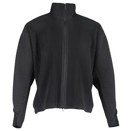 Issey Miyake Homme Plissé Pleated Jacket in Black Polyester Black