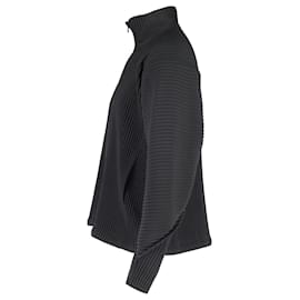 Issey Miyake-Homme Plissé Pleated Jacket in Black Polyester-Black