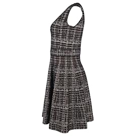 Prada- Prada Plaid Knee-Length Flared Dress in Brown Wool-Brown,Red