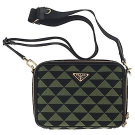 Bolsa transversal Prada Symbole Triangolo em lona verde Outro