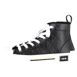 Dior-Dior B23 CD Diamond High Top Sneakers in Black Canvas -Black