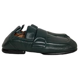 Mocassins acolchoados Dries Van Noten em couro verde escuro Verde
