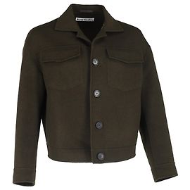 Acne Studios Cropped Twill Jacket in Green Wool  Green Olive green