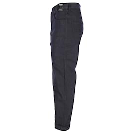 Fendi-Fendi Logo Patch Straight-Leg Jeans in Blue Cotton Denim-Blue