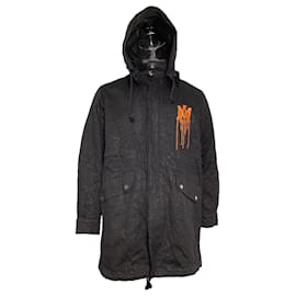 Amiri-Amiri Graphic Print Parka in Black Cotton-Black