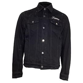Amiri-Amiri Lovers Trucker Graphic Print Denim Jacket in Black Cotton-Black