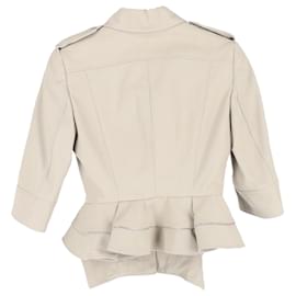 Alexander Mcqueen-Alexander McQueen Half-sleeved Zip-up Jacket In Ecru Cotton-White,Cream