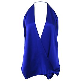 Blusa con scollo profondo Haider Ackermann in seta blu Blu