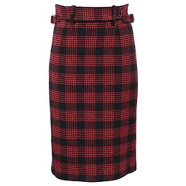 Falda lápiz de algodón rojo con estampado de cuadros Príncipe de Gales Red Valentino Roja
