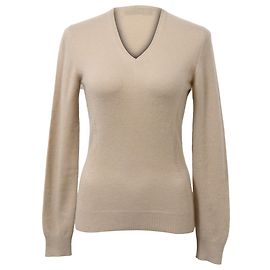 Pull en cachemire nude à col en V tricoté Loro Piana Marron Chair