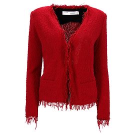 IRO fransige Jacke aus rotem Baumwolltweed Rot