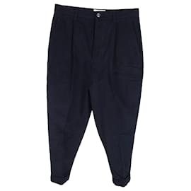 Ami-AMI Paris Carrot Trousers in Navy Blue Cotton-Blue,Navy blue