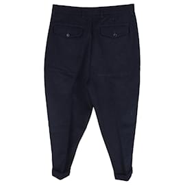 Ami-AMI Paris Carrot Trousers in Navy Blue Cotton-Blue,Navy blue