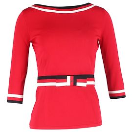 Haut à manches 3/4 avec accent nœud Carolina Herrera en viscose rouge Rouge