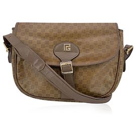 Pierre Balmain Sac à épaule en toile vinyle vintage marron clair Marron