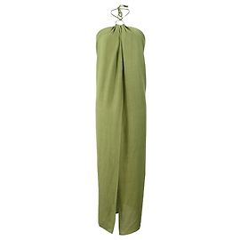 Cult Gaia Sarah Halter Long Top en Lin Vert Vert