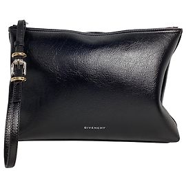 Pochette en cuir noir Givenchy Voyou avec logo en relief Noir