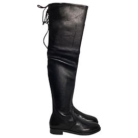 Stuart Weitzman Lowland Over-The-Knee Boots in Black Leather Black