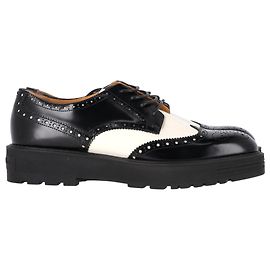 Scarpe Derby Wingtip Christian Dior in pelle di vitello nera e bianca Nero