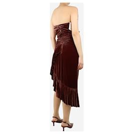 Ulla Johnson-Maroon strapless velvet midi dress - size UK 8-Brown