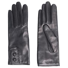 Rag & Bone-Rag & Bone Black lamb leather snap gloves-Black