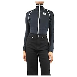 Fendi-Black FF logo cropped jacket - size UK 8-Black