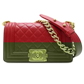 Chanel-Chanel Boy 20 Chain Shoulder Bag-Red