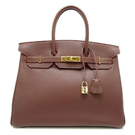 Hermès-Hermes Birkin 35 Handbag-Brown,Red