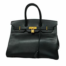 Hermès-Hermes Birkin 35 Handbag in Black Ardennes Leather-Black