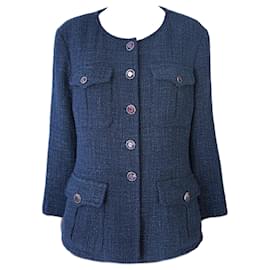Chanel-Emerald Green Tweed Jacket with CC Gripoix Buttons 42 FR-Other