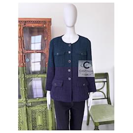 Chanel-Emerald Green Tweed Jacket with CC Gripoix Buttons 42 FR-Other