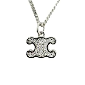 Céline-CELINE Triomphe Rhinestone Necklace-Silvery
