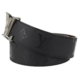 Louis Vuitton-Louis Vuitton LV Initial 40MM Pyramid Monogram Illusion Belt-Black,Silvery