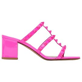 Valentino Rockstud Sandals Pink Leather 37 Pink