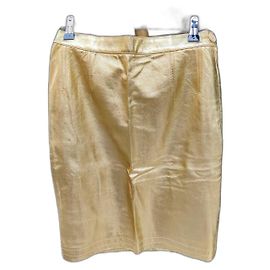 Jupe cuir dorée Yves Saint Laurent Doré
