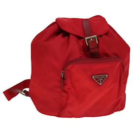 PRADA Backpack Nylon Red Auth ar13087 Red