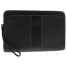 Burberry-BURBERRY Clutch Bag Leather Black Silver Auth bs21826-Black,Silvery