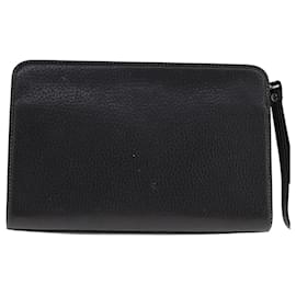 Burberry-BURBERRY Clutch Bag Leather Black Silver Auth bs21826-Black,Silvery